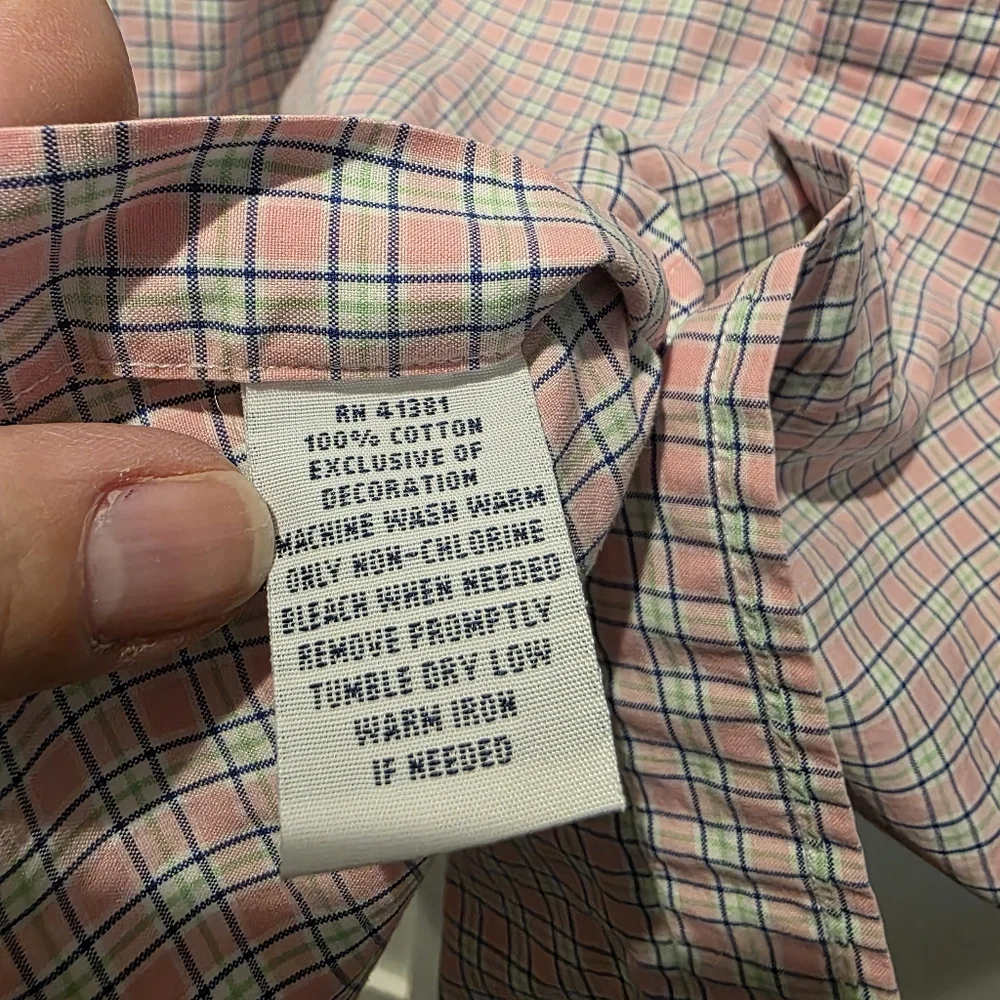 Ralph Lauren Men's Button-Down Short Sleeve Shirt M Pink Green White Check